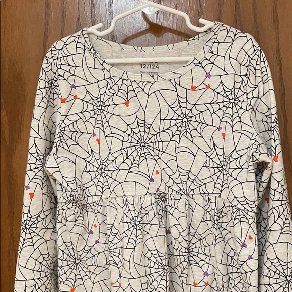 CARTERS UEC Girls Size 12 Gray and Black Spider Web Patterned Dress 🕷️ - Picture 3 of 11